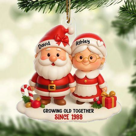 Acrylic Ornament – Growing Old Together Personalized Santa Couple